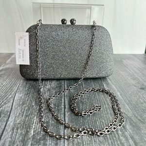 Gunmetal Clutch, with Shoulder Chain, fits IPhone